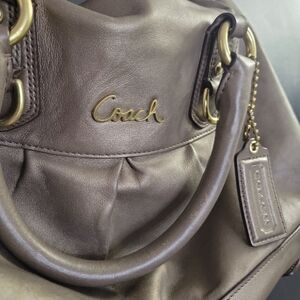 Large Coach Metallic Leather Convertible Handbag
